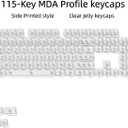 dagaladoo Clear keycaps Set,Translucent Keyboard keycaps,Jelly Key caps | Shine Through keycap,Side Print,Transparent MDA Profile Custom keycaps for Mx Switches Mechanical Keyboard(115-keys,White)
