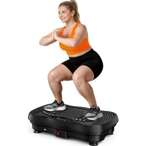 Vibration Plate Exercise Machine, 130 Levels Full Body Workout Vibrating Plate for Lymphatic Drainage Weight Loss, 450 Lbs Capacity Shake Fitness Platform with Resistance Bands Bluetooth for Women Men