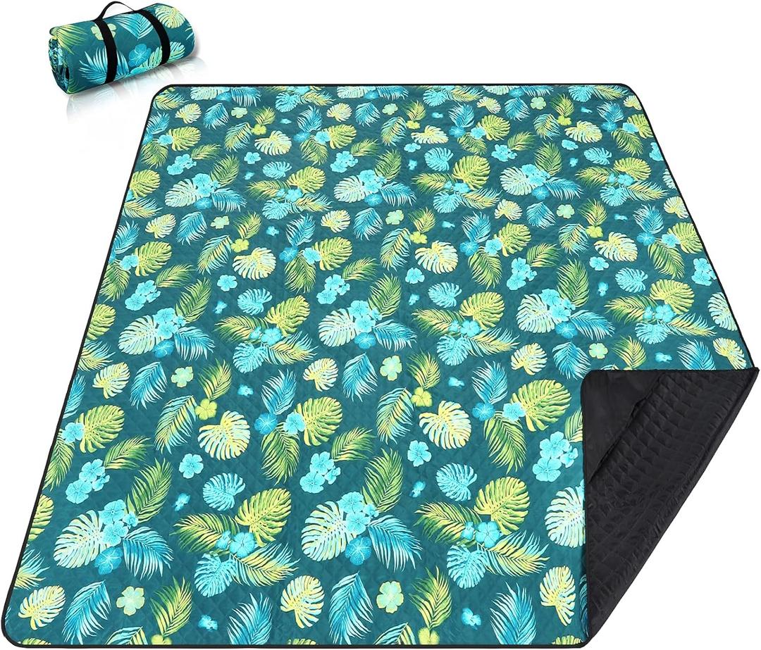 PY SUPER MODE Picnic Blankets Extra Large, Waterproof Foldable Outdoor Beach Blanket Oversized 83x79 Sandproof, 3-Layer Picnic Mat for Camping, Hiking, Travel, Park, Concerts(Yellow Flowers)