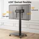 WKWKER Rolling Floor TV Stand Mobile TV Cart for 27-60 inch LED Screen Universal Televisions Stand with Mount Tempered Glass Base TV Stand for Bedroom Living Room Max VESA 400x400mm