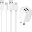 Dual Port 2.4A Wall Charger Plug with 2-Packs 5-Feet Cable Charge Sync Compatible with iPhone 14/14 Pro Max/13/12/11/X/8/8 Plus/7/6/5 iPods iPads Airpods (White)