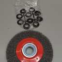 8 In Bench Wire Wheel Brush for Bench Grinder Coarse Crimped Steel Wire 0.012" with 1/2" 5/8" 3/4" 7/8" 1"(5sets) Spacer Arbors - 1Pack