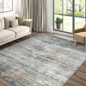 Area Rugs 5x7 for Living Room Bedroom, Modern Abstract Machine Washable Rug, Large Soft Low Pile Floor Cover with Non Slip Backing for Dining Room, Ash Gray Brown