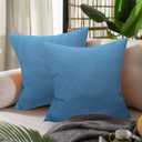 WOLKI Waterproof Outdoor Pillows 20x20 Feather and Down Filled Throw Pillow for Patio Furniture, Outside Decorative Pillow Set of 2,Blue