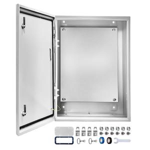 Electrical Junction Box 28x20x10, NEMA 4X IP66 Steel Enclosure Box | 1.5mm steel with lock and rustproof coating. Mounting plate included for indoor & outdoor electrical applications.