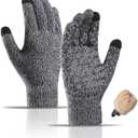 Wool Winter Gloves Men Women Fleece lined Knit Touch Screen Warm Thermal Snow Driving Cycling Gloves Cold Weather (Gray)