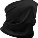 1 Pack Neck Gaiter Face Mask Scarf Gator Sun Cooling Balaclava Bandana Cover UV Protection Headwear for Men Women (Black)