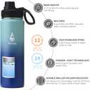 Farsea Insulated Water Bottle With Paracord Handle, Protective Boot and 2 Lids (Straw Lid & Spout Lid), Stainless Steel Water Bottle Wide Mouth, Double Wall Sweat-Proof BPA-Free, 24 oz
