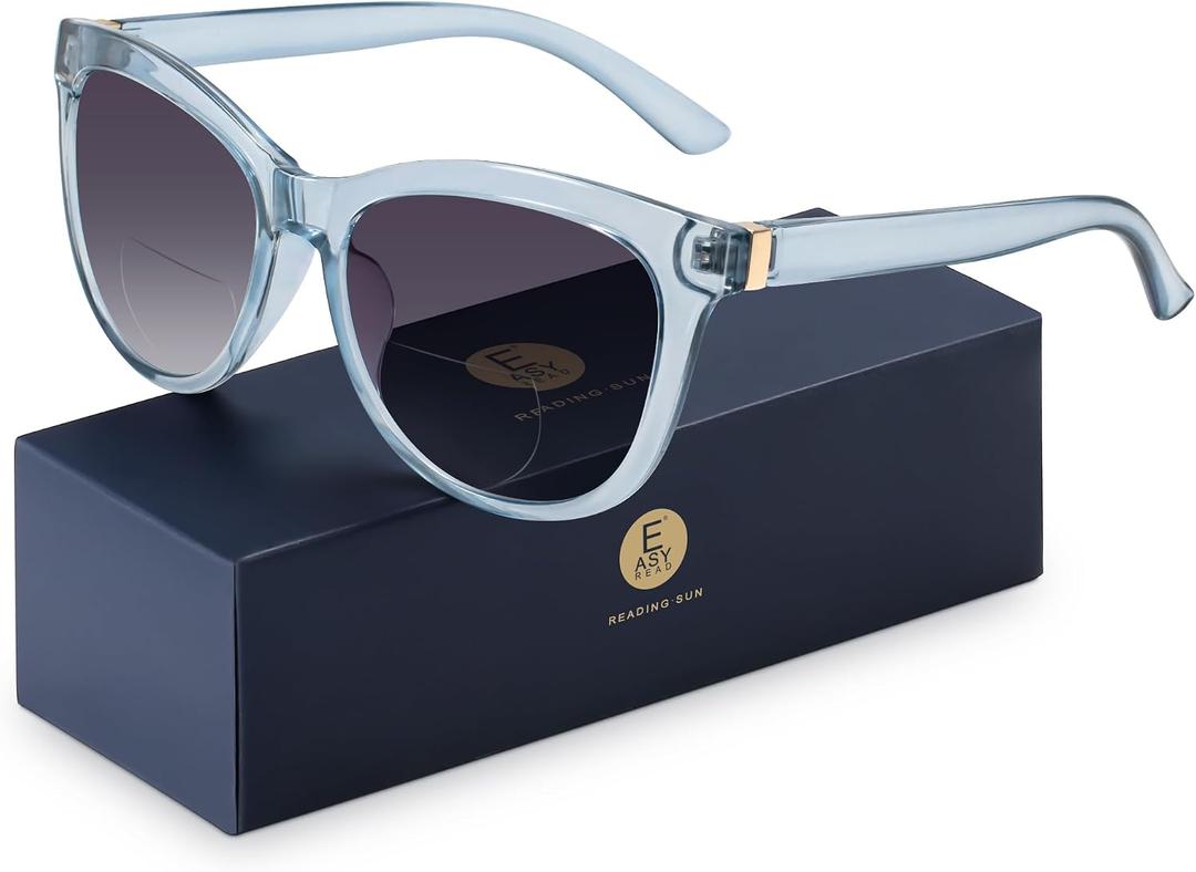 EASY READ Bifocal Reading Sunglasses for WomenFashion Sun Readers UV400 Protection(Magnification 1.50,Blue)