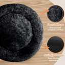 JOLLYVOGUE Calming Dog Bed Medium Size Dog, 31in Donut Washable Medium Pet Bed, Anti-Slip & Anti-Anxiety Fluffy Faux Fur Round Dogs Bed, Fits up to 45 lbs Pets (Black)