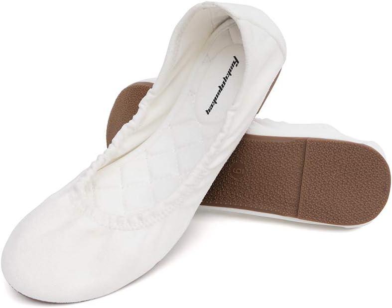 FUNKYMONKEY Women's Ballet Flats Soft Round Toe Comfortable Shoes (8, White)