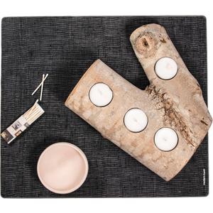 Modern Twist Placemat 100% Food-Grade Silicone, Oval, Waterproof and Reusable, Linen  Black