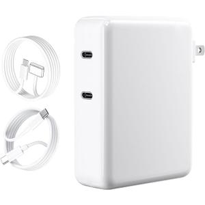 Mac Book Pro Charger - 280W, 2-Ports 140W USB C Fast Laptop Charger, Compatible with Mac Book Pro/Air 16 15 14 13 inch, M1 M2 M3 M4 Series and All USB C Device, with 6.6FT Type C & Magnetic 3 Cable (white)