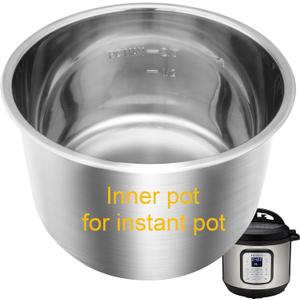 Stainless Steel Inner Pot for Instant Pot 6QT, Upgrade Replacement Pot for Instant Pot 6 Quart, Food Grade 304 (18/8) Stainless Steel Insert for Instantpot with Thick Bottom, Non-Toxic (No Teflon)