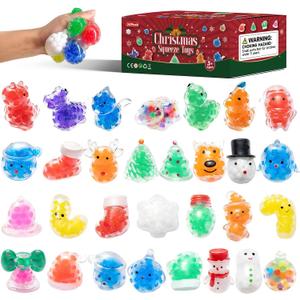 30 Pack Christmas Squishies for Kids, Christmas Stress Balls,Kawaii Mini Squeeze Toys, Bulk Squishy Squeeze Ball Set and Birthday Party Favors (Christmas-30)