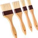 Boao 4 Pieces Natural Bristle Pastry Brush Beech Wooden Handle Basting and BBQ Brushes for Cooking, Butter, Oil, Egg, Marinade, Grilling, Baking, Kitchen Food (1 Inch, 2 Inch, 3 Inch)
