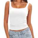 Darong Women's Double Lined Basic Tank Top Summer Sleeveless Camisole Shirts 9208 White, X-small