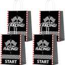 KERINGO 16 PCS Checkered Racing Gift Bags Race Car Party Favors Bag Black and White Race Car Track Gift Bags Candy Treat Goody Bags for Checkered Racing Car Treat Bags Track Party Supplies