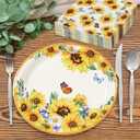 150 Pcs Sunflower Party Supplies, 50 Pcs Sunflower Paper Plates 11 Inch and 100 Pcs Paper Napkins 11 Inches Disposable Plates for Spring Summer Tea Party