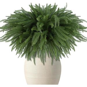 DR.DUDU 18" Norfolk Pine Stems -16 Pack Real Touch Artificial Christmas Greenery Stems for Vase Fillers, Fake Pine Branches Christmas Decorations for Indoor Home, Table Centerpieces