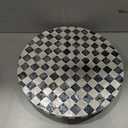 Lazy Susan Organizer, Bohemian Checkered Pattern with Mother of Pearl, 12 Inch Rotating Tray for Farmhouse Kitchen, Spice Rack, Coffee Table Centerpiece