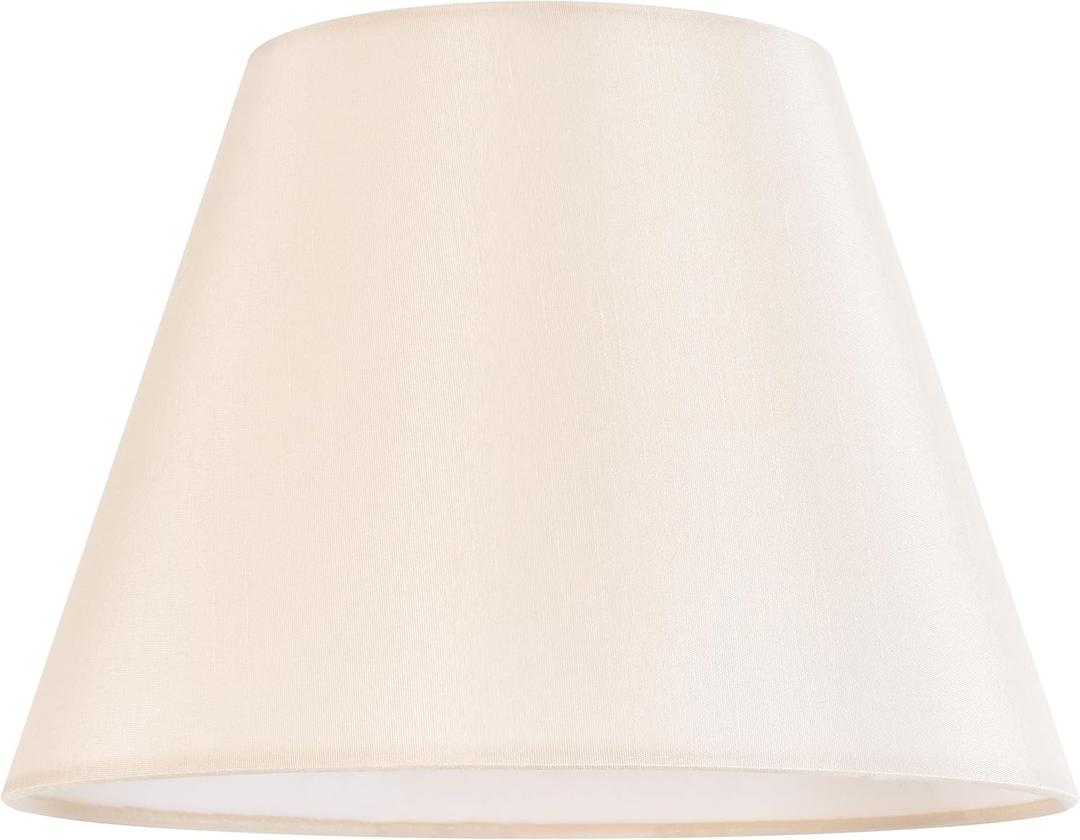 GO&SO Small Beige Lamp Shade for Table Lamps-Bell Bedside Lampshade-6"x13"x9.8" Spider Natural Linen Lampshades Replacement -Traditional Empire Shade Style with Elegant- Assembly Required