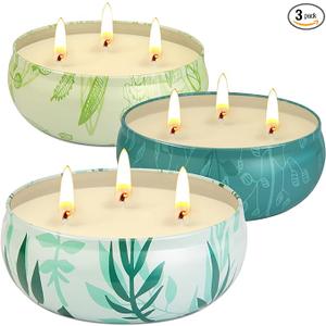 Citronella Candles Outdoor, Large Citronella Candle Outdoor for Patio, 3 Pack 12oz Summer Candle Bulk for Home Garden Yard Camping Party Indoor Outside Decorative, 210 Hours Long Burning, 2 Wick Only