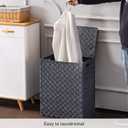 YOUDENOVA Handwoven Laundry Basket Hamper with Removable Liner Bag and Lid, Collapsible Clothes Hamper with Handle, Grey