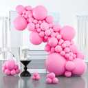 PartyWoo Pink Balloons 127pcs Matte Pink Color 36 18 12 10 5 Inch | 36 18 12 10 5 Inch for Baby Shower Valentine's Day Princess Bachelorette Birthday Valentine's Party Decorations Pink-Y11