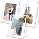 AceList Metal Picture Frames, Set of 3 Ornate Minimal Floating Edge Clear Glass Table Top Easel Stand Photo Frames in White, 5 x 7, Assortment Variety