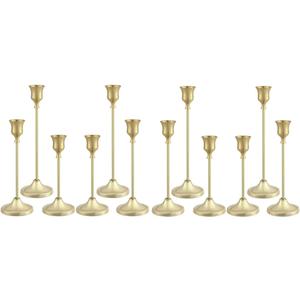 Candlestick Holders 4 Sets(12 Pcs), Gold Candle Holders with Anti-Slip Pad, Metal Taper Candle Holder, Candle Holder for Wedding Fireplace Mantel Housewarming Gift