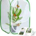 RESTCLOUD Insect and Butterfly Habitat Cage Terrarium Pop-up 23.6 Inches Tall (White With Green)