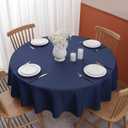 Softalker Round Tablecloth, Waterproof & Stain Resistant Table Cloth Wrinkle Free Fabric Washable 210GSM Polyester Table Cover for Dining/Party/Outdoor - 90 inch,Navy Blue