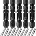 ZOOKOTO 1500V 1000V Solar PV Connector 50A Solid Tinned Copper Terminal Solar Panel Connector PV Plug Tinned Copper Pins IP68 Waterproof 6 Pairs (10mm2 (8AWG)) (8GA)