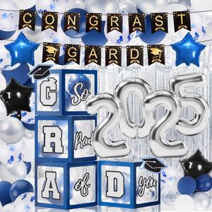 146 PCS Graduation Decorations 2025, Graduation Party Decor Class of 2025 Set of Balloons Boxes with Letters 2025 GRAD So Proud of You, Congrats Grad Party Decorations for Any Grades