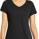 Haimont Women's Quick Dry Short Sleeve T-Shirts V-Neck UPF 50+ Tops Workout Athletic Fitness Running, Moisture Wicking
