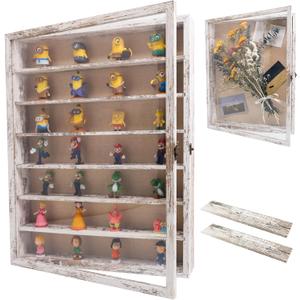 Shadow Boxes Display Cases 16x20 with Removable Shelves, 2.2 Inch White Deep Shadow Box Frame for Keepsake Collectibles, Coins Military Medals Pins Wedding Flowers