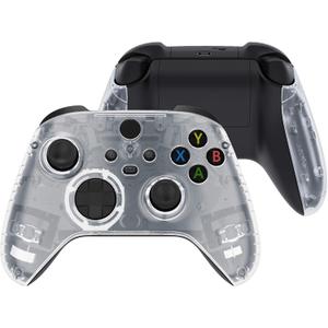 eXtremeRate Side Rails Grips Shell for Xbox Core Wireless Controller, Clear Replacement Part Front Housing Cover Handles Faceplate for Xbox Series X & S Controller