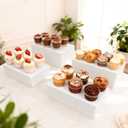 3Pcs White Buffet Risers 10" 12" 14" Acrylic Food Risers Display Stands Catering Supplies Buffet Display with Hollow Bottom
