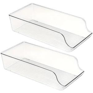 X psblty Drink Dispenser Organizer For Refrigerator, Clear Plastic Tall Skinny Soda Pop Cans Holder Container Storage Bin(2pcs)