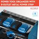 Veitorld Power Tool Organizer with Charging Station, Heavy Duty Modular Wall Mount Rack for Garage & Shed Organization, 4 Drill Holders, Fathers Day Birthday Gifts for Him Men Dad Him Husband(Blue)