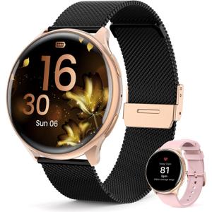 2024 Smart Watch for Women's with Phone Function 1.39 Inch HD Touchscreen Watch with /SpO2/Menstrual Cycle/Sleep Monitor/IP68 Waterproof/Pedometer/Fitness/for iOS Android (BlackGold)