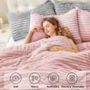 BEDELITE Fleece Queen Comforter Set -Super Soft & Warm Fluffy Pink Bedding, Luxury Fuzzy Heavy Bed Set for Winter with 2 Pillow Cases