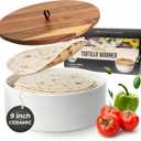 Tortillada - Tortilla Warmer Ceramic with Lid 9 Inch, Bread Warmer, Pancake Warmer, Tortilla Holder with Lid - Microwave-Safe