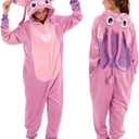 COSUSKET Snug Fit Unisex Adult Onesie Pajamas, Flannel Cosplay Animal One Piece Halloween Costume Sleepwear Homewear (Small, Pink)