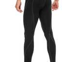 Roadbox 1, 2 or 3 Pack Men's Compression Pants Athletic Base Layer Cycling Tights Leggings for Running Yoga Basketball (Black, L)