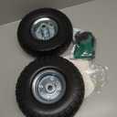 Parts Camp 4.10/3.50-4 tire replacement gorilla cart tires 10" Flat-Free Solid Tires and Wheels hand truck tires dolly tires wagon wheels With 5/8" Bearings 2.15" Offset Hub 2Pack