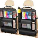 Car Seat Organizer with 13 in Tablet Holder, Waterproof Back Seat Protector, Kick Mats with 9 Storage Pockets, Interior and Travel Essentials, 2 Pack