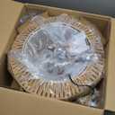 Farmhouse Chandelier Light Fixture, 5-Light Rattan Boho Chandeliers for Dining Room, Hand Woven Pendant Light with Linen Shade, Rustic Hanging Lighting for Kitchen Island, Bedroom (Bulb Not Included)