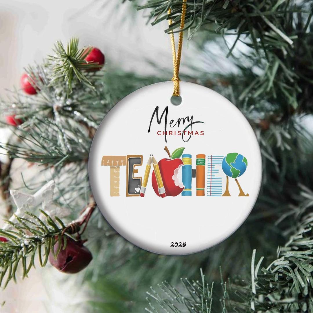 Last Minuter Thank You Teacher Gift - End of Year Teacher Appreciation Christmas Ornament, Holiday Keepsake Present (T19)